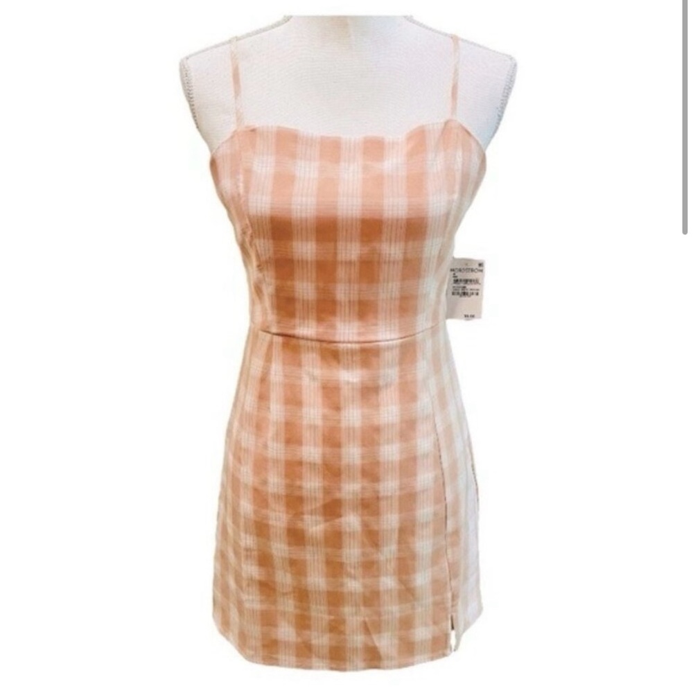 BP Peach Orange Plaid Mini Dress Medium NWT NEW!